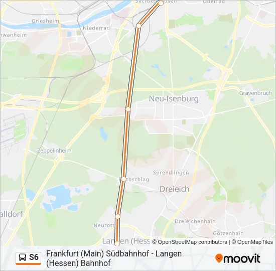 Автобус S6: карта маршрута