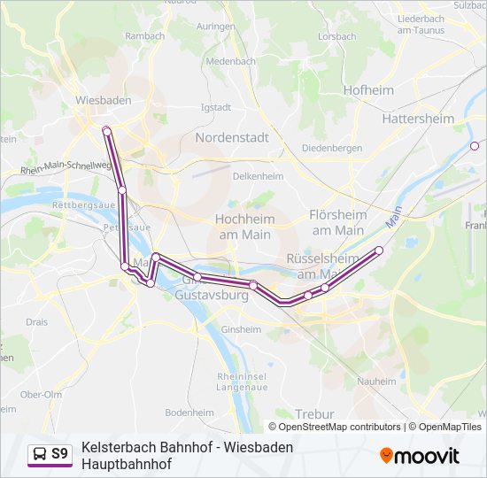 Автобус S9: карта маршрута