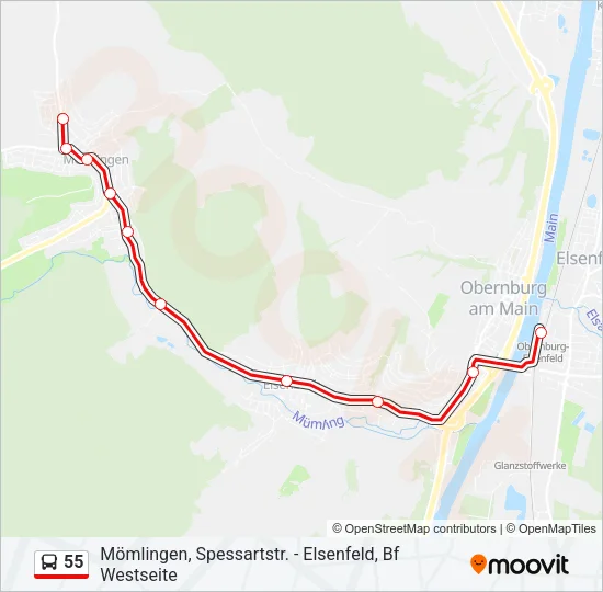 55 Bus Line Map