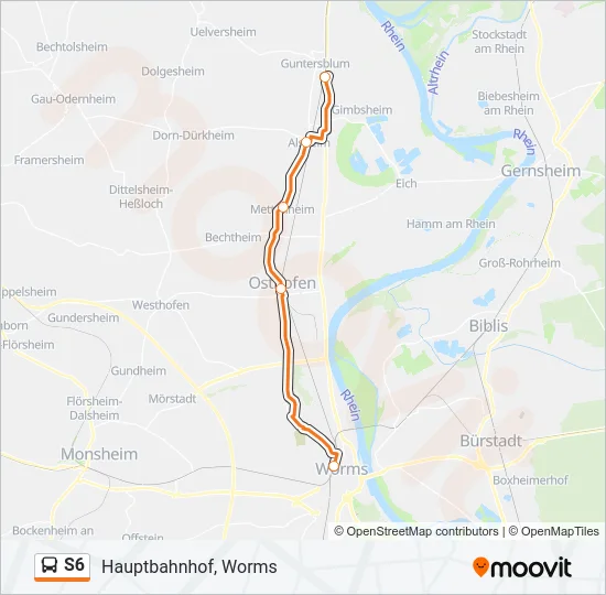 S6 Bus Line Map