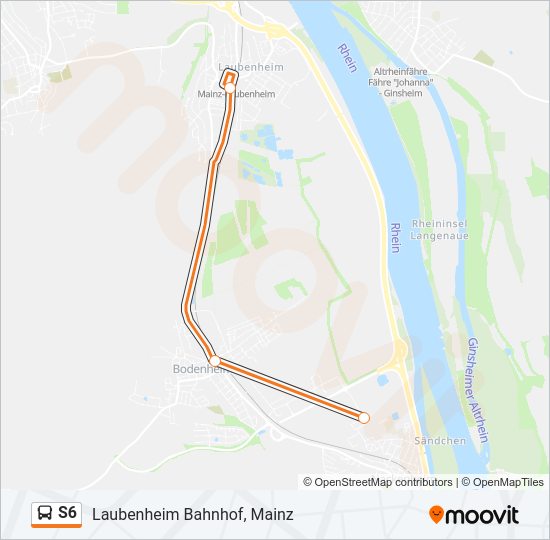 Автобус S6: карта маршрута