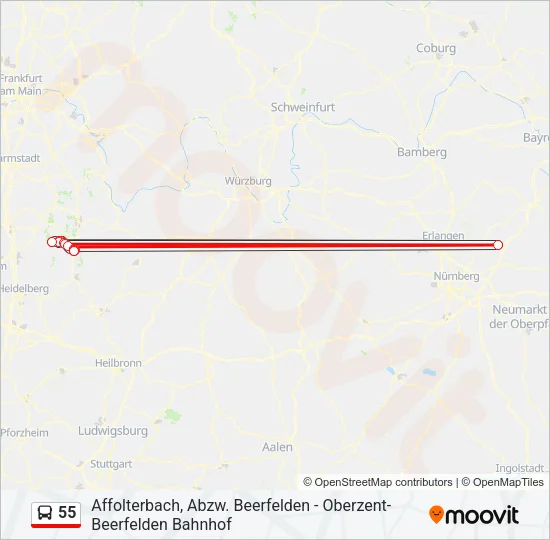 55 Bus Line Map