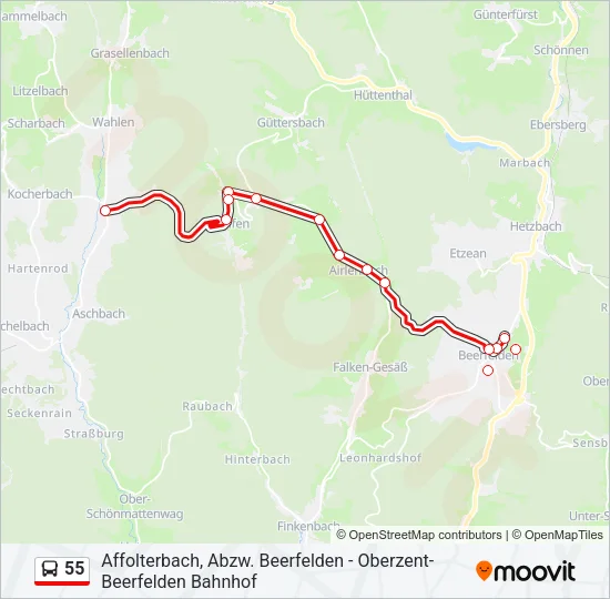 55 Bus Line Map