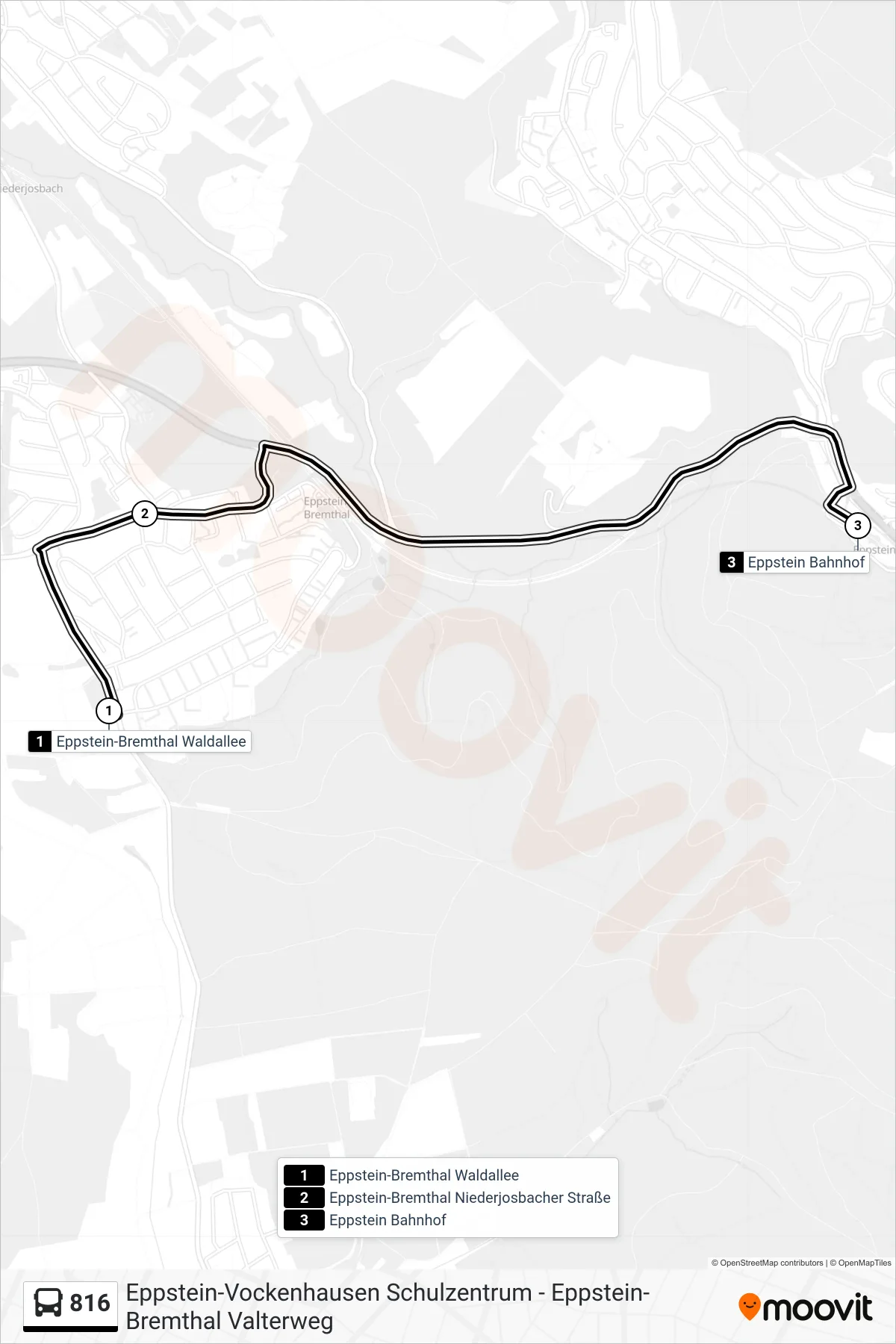 816 bus Line (Eppstein Bahnhof) route and stops on a map
