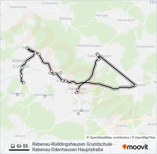 GI-55 Bus Line Map
