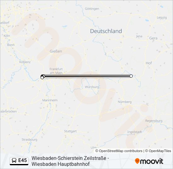 E45 Bus Line Map