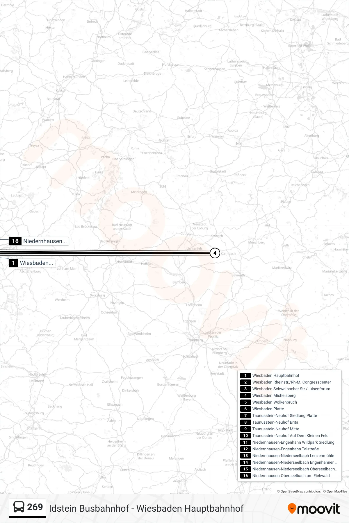269 bus Line (Niedernhausen-Oberseelbach am Eichwald) route and stops on a map