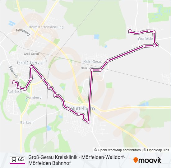 Автобус 65: карта маршрута
