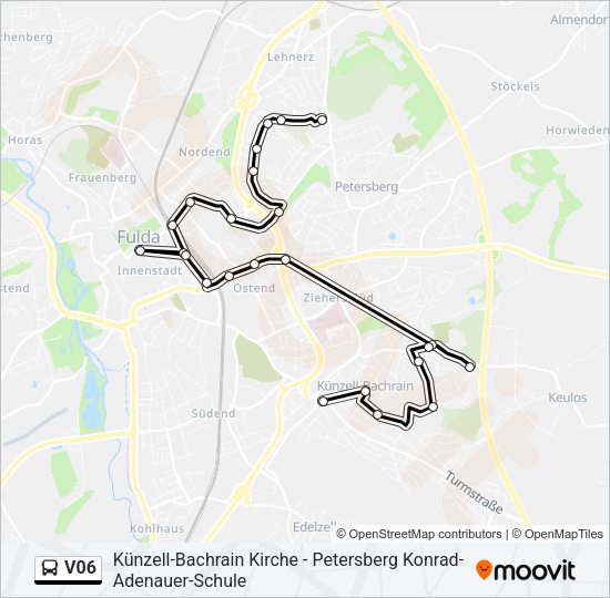 Автобус V06: карта маршрута