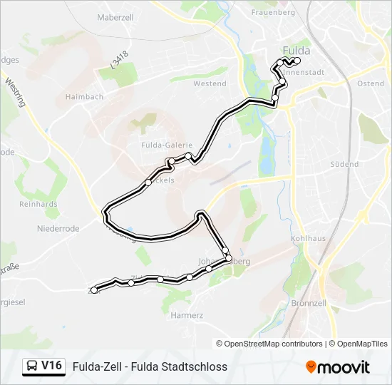 V16 Bus Line Map