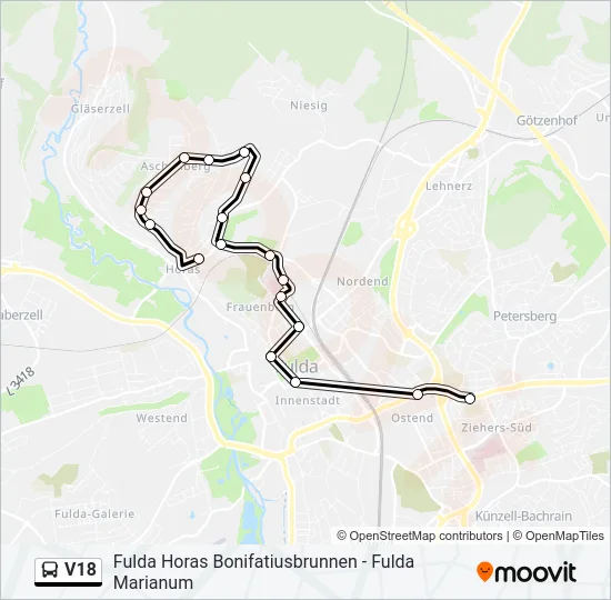 V18 Bus Line Map