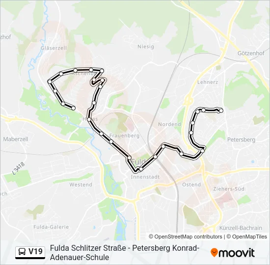 V19 Bus Line Map