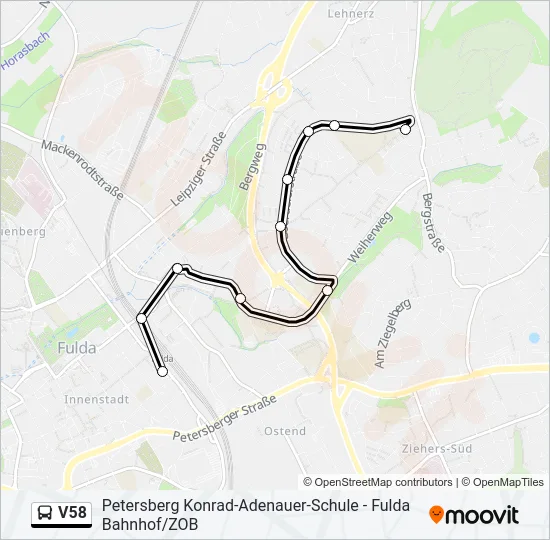 V58 Bus Line Map