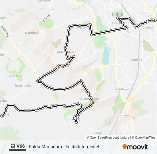 V66 Bus Line Map