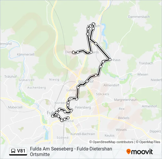 Автобус V81: карта маршрута