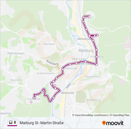 Автобус 8: карта маршрута