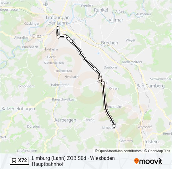 X72 Bus Line Map
