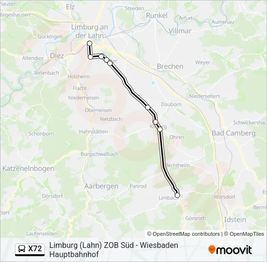 X72 Bus Line Map
