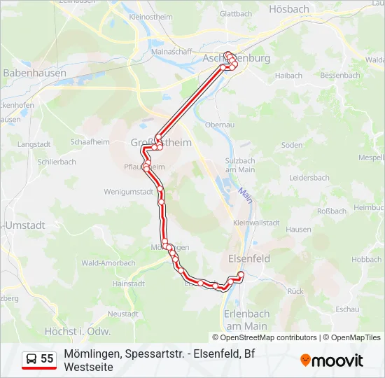 55 Bus Line Map