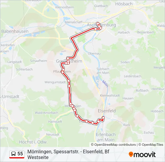 55 Bus Line Map