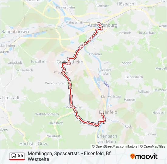 55 Bus Line Map