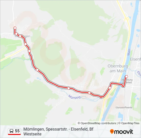 55 Bus Line Map