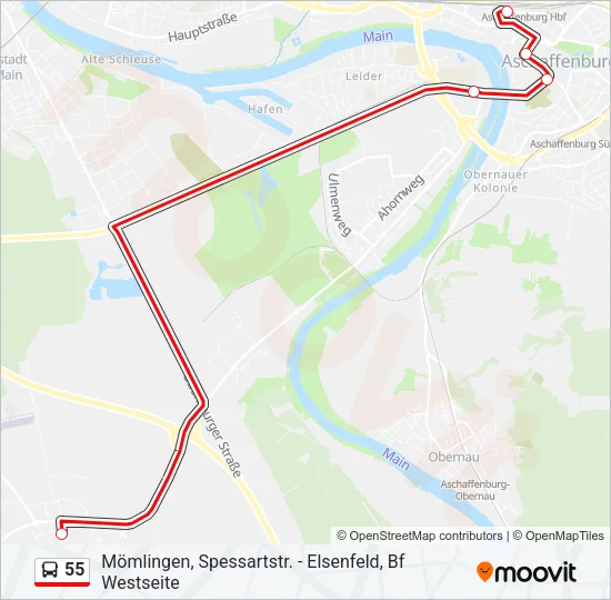 55 Bus Line Map