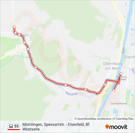 55 Bus Line Map