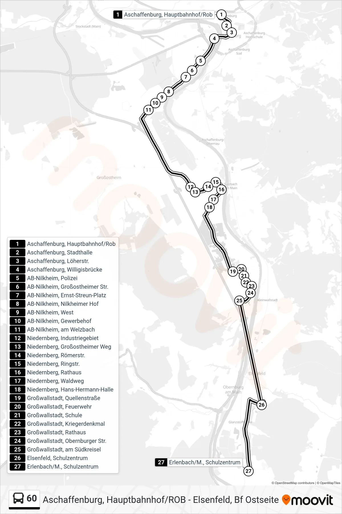 60 bus Line (Erlenbach, Sz) route and stops on a map