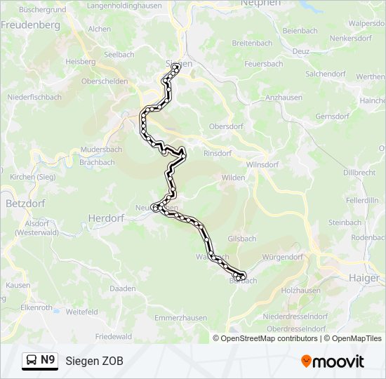 N9 Bus Line Map