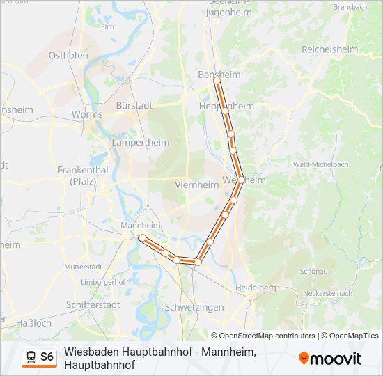 Поезд S6: карта маршрута