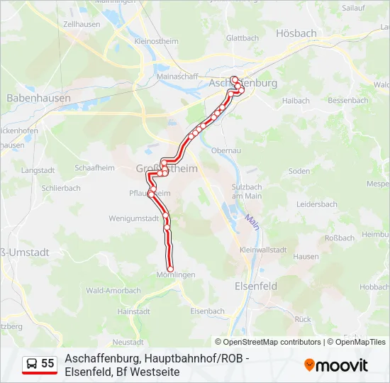 55 Bus Line Map