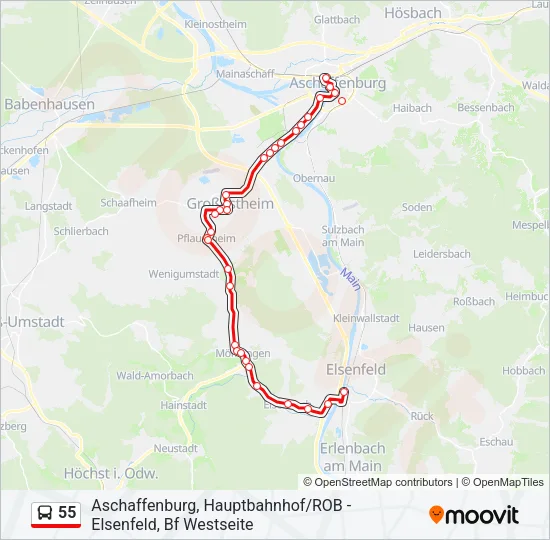 55 Bus Line Map