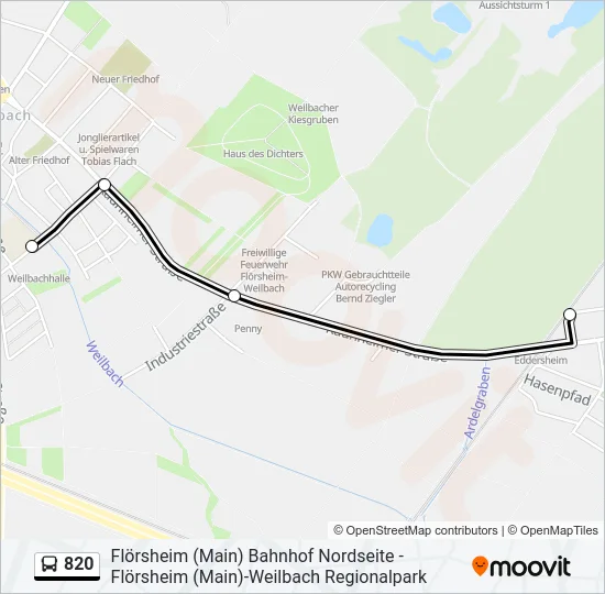 820 Bus Line Map