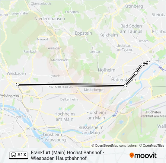S1X Bus Line Map
