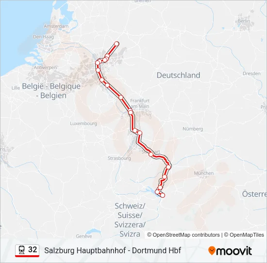 Поезд 32: карта маршрута