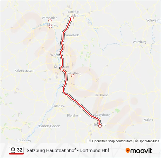 Поезд 32: карта маршрута