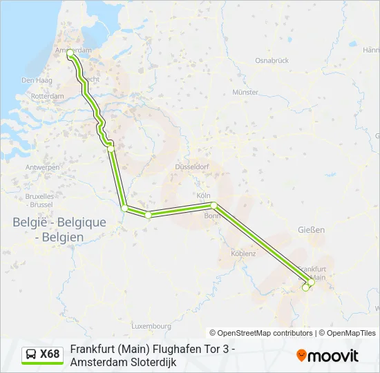 X68 Bus Line Map