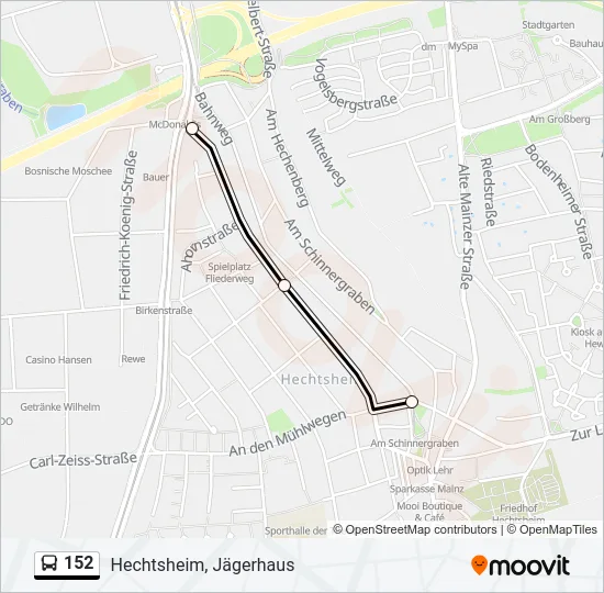 152 Bus Line Map