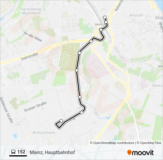 152 Bus Line Map