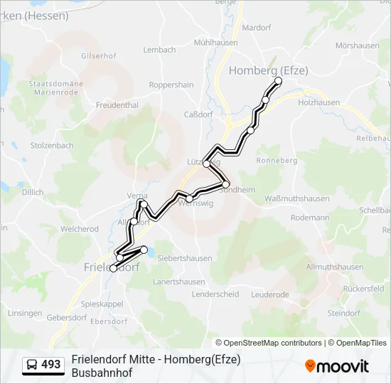 493 Bus Line Map