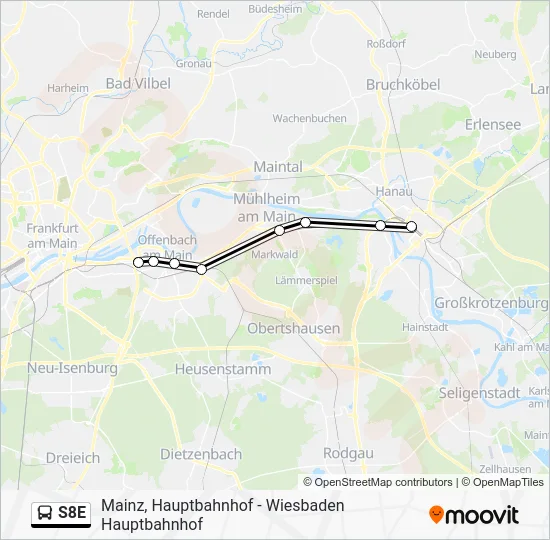 Автобус S8E: карта маршрута