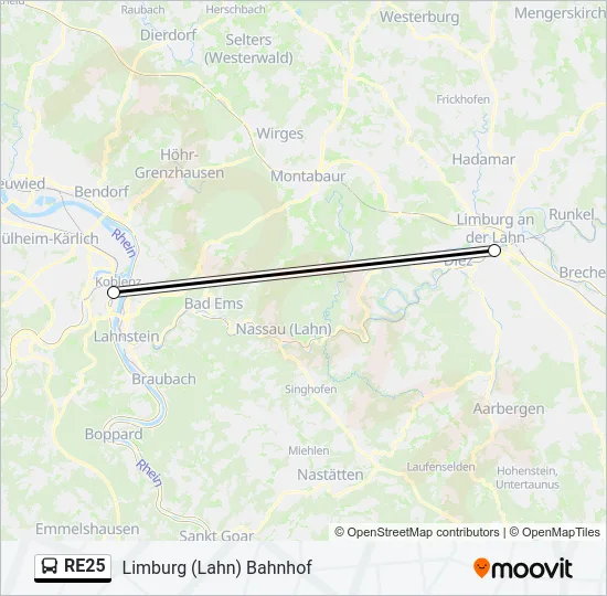 RE25 Bus Line Map