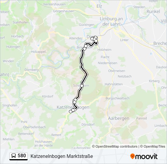 Автобус 580: карта маршрута