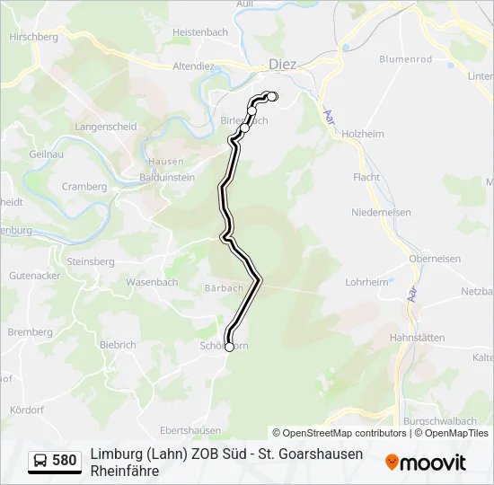580 Bus Line Map