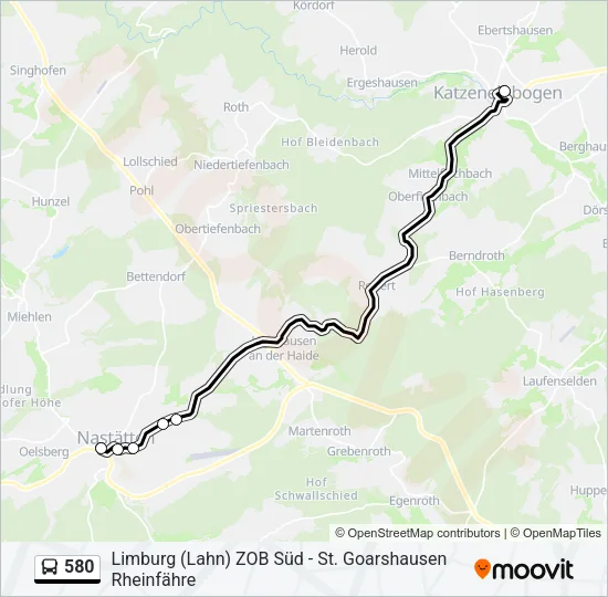 580 Bus Line Map