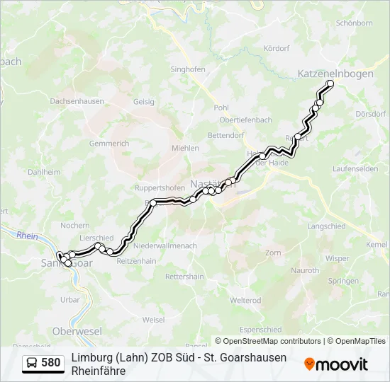 580 Bus Line Map