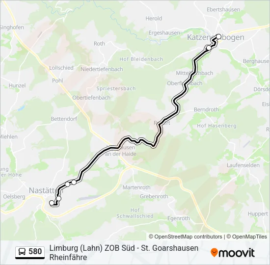 580 Bus Line Map