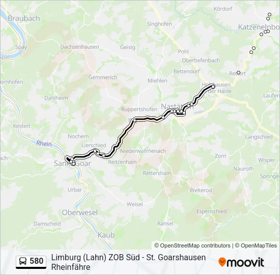 580 Bus Line Map