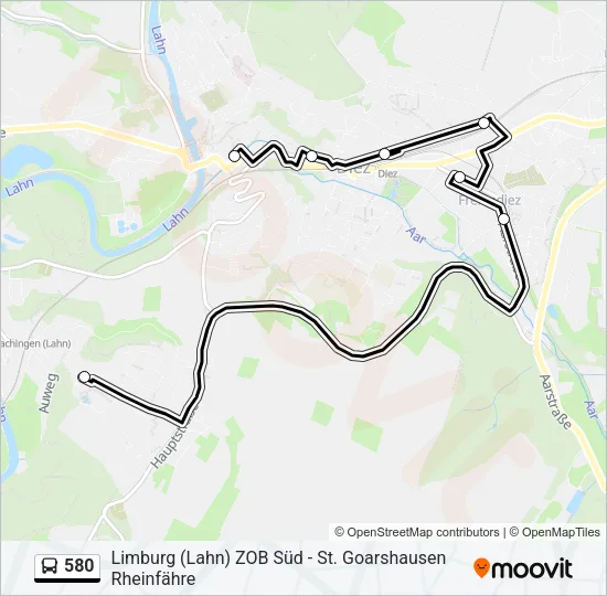 580 Bus Line Map